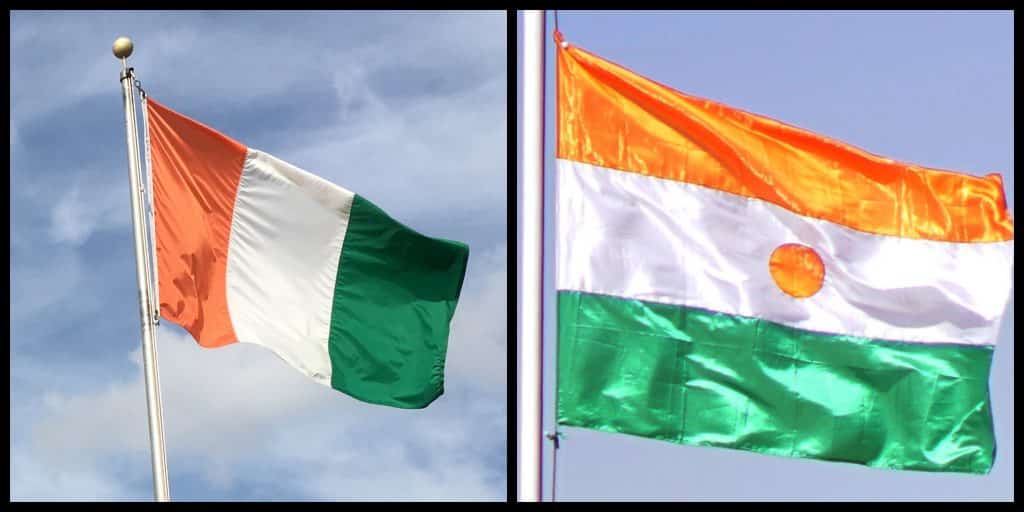 4 valstis ar zaļu, baltu un oranžu karogu (+ nozīmes)